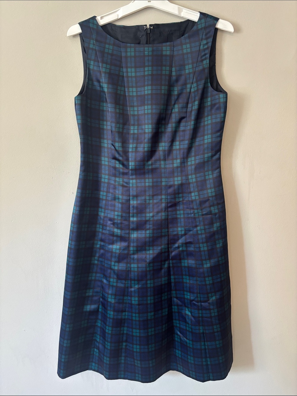 Brooks Brothers Women Size 8 Black Watch Tartan Plaid Sleeveless Sheath Dress
